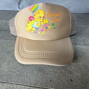 Care Bears Tan Snapback Trucker Hat Funshine Bear Spread Love Mesh Adjustable